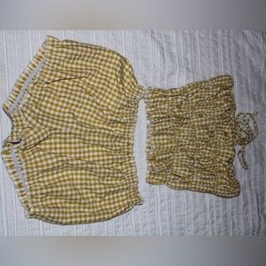SHEIN Yellow Gingham Women Shorts Bermudas